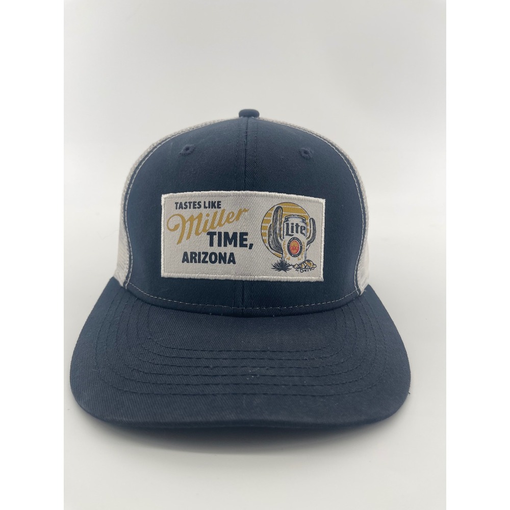 Miller Lite Trucker Hat Men OSFA Navy Blue Arizona Miller Time Mesh Snapback Cap
